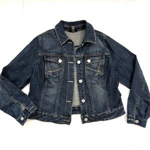 Lane Bryant Trucker Denim Jean Jacket Women 16 XL Boho Western Long Sleeve Moto